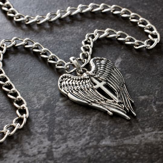12 Pack: Silver Metal Wings & Cross Pendant by Bead Landing™